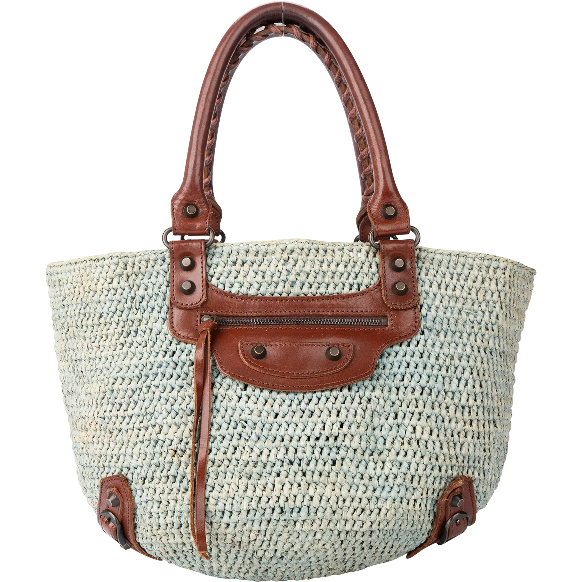 Balenciaga Raffia Panier City Handbag