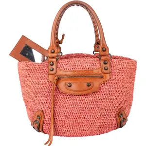 Balenciaga Raffia Panier City Handbag