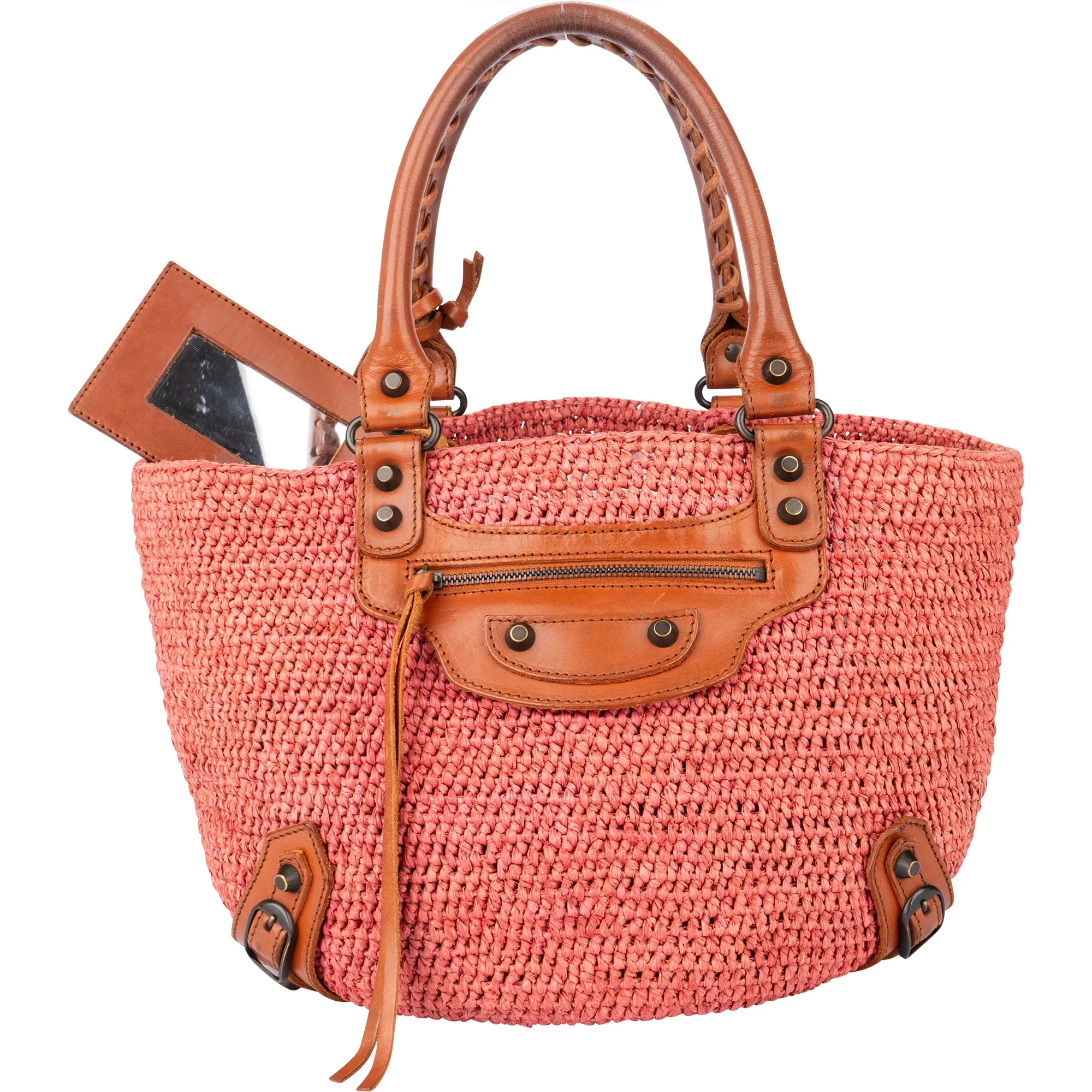 Balenciaga Raffia Panier City Handbag