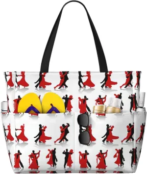 Ballroom Dance Print Large Tote Bag For Women, Travel Shoulder Bag Handle Handbag For Gym, Work, Travel