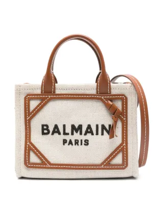 Balmain B Army Mini Canvas And Leather Trims Tote Bag