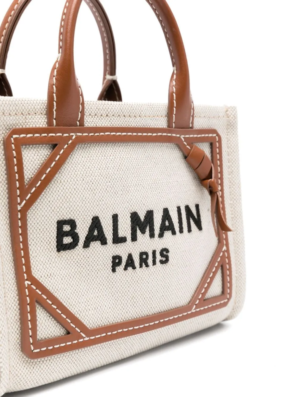 Balmain B Army Mini Canvas And Leather Trims Tote Bag