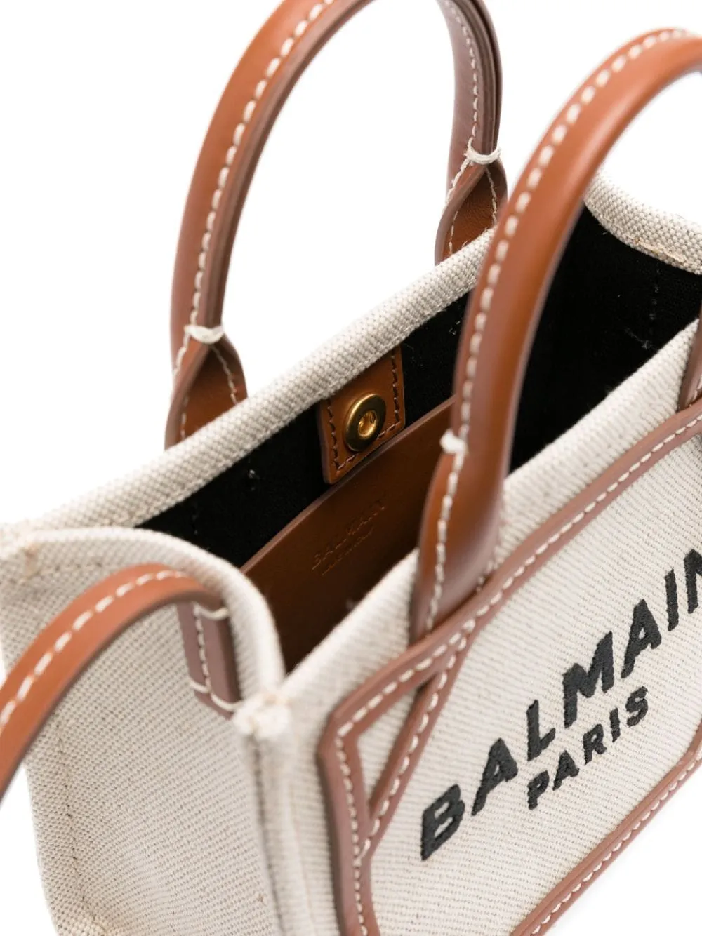 Balmain B Army Mini Canvas And Leather Trims Tote Bag