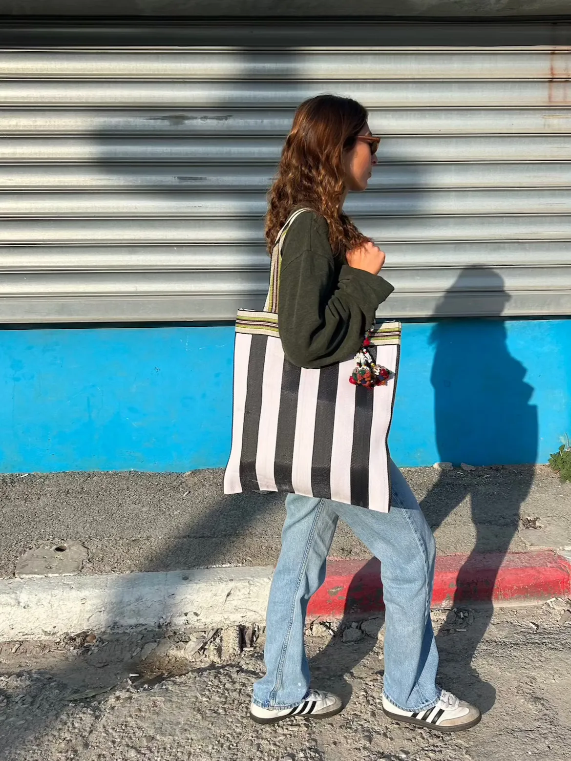 B&W Striped Shopper