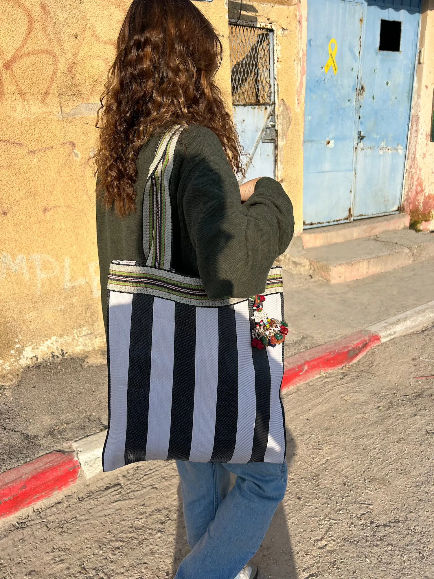 B&W Striped Shopper