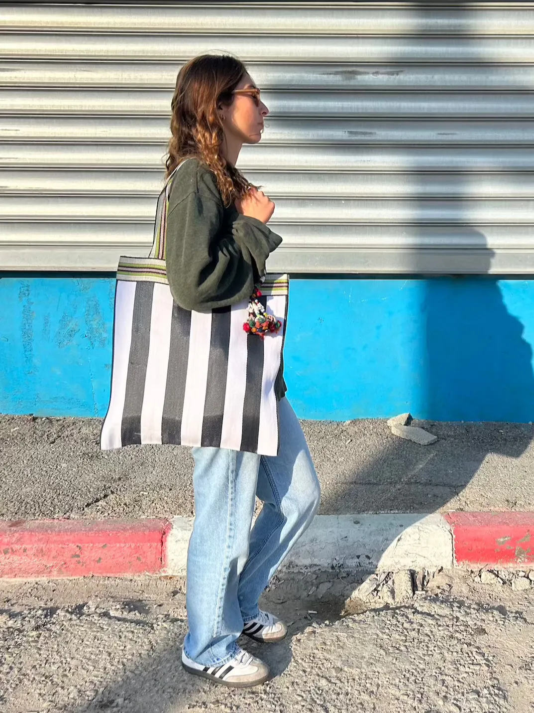 B&W Striped Shopper
