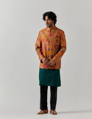 Bandhgala Silk Brocade Gold Vineyard