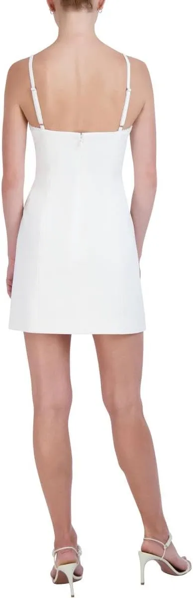 BCBGMAXAZRIA Women's Mini a Line Sleeveless Sweetheart Neck with Pearl Trim Evening Dress