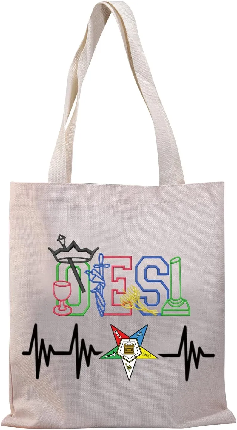 BDPWSS OES Gifts OES Sorority Tote Bag Sisterhood Gift OES Symbol Gift Sorority Sister Canvas Handbag Paraphernalia Gifts