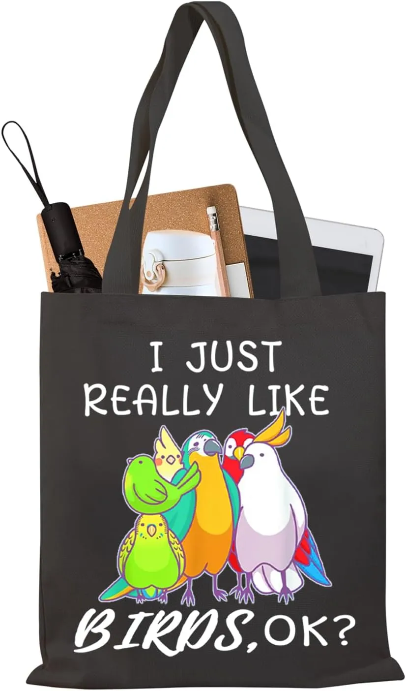 BDPWSS Parrots Lover Tote Bag - Bird Watching & Cockatoo Lovers Gift - Just Really Like Birds