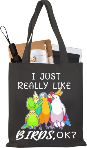 BDPWSS Parrots Lover Tote Bag - Bird Watching & Cockatoo Lovers Gift - Just Really Like Birds