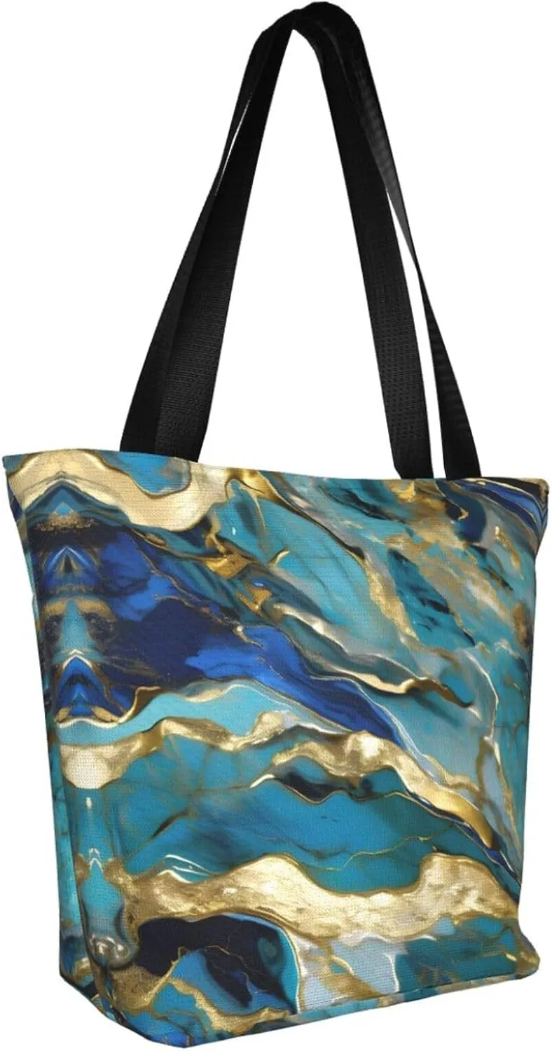 Beach Scene With Chairs Print Shoulder Tote Bag Women'S Large Size Handbag Casual Tote Shopping Bag For Women