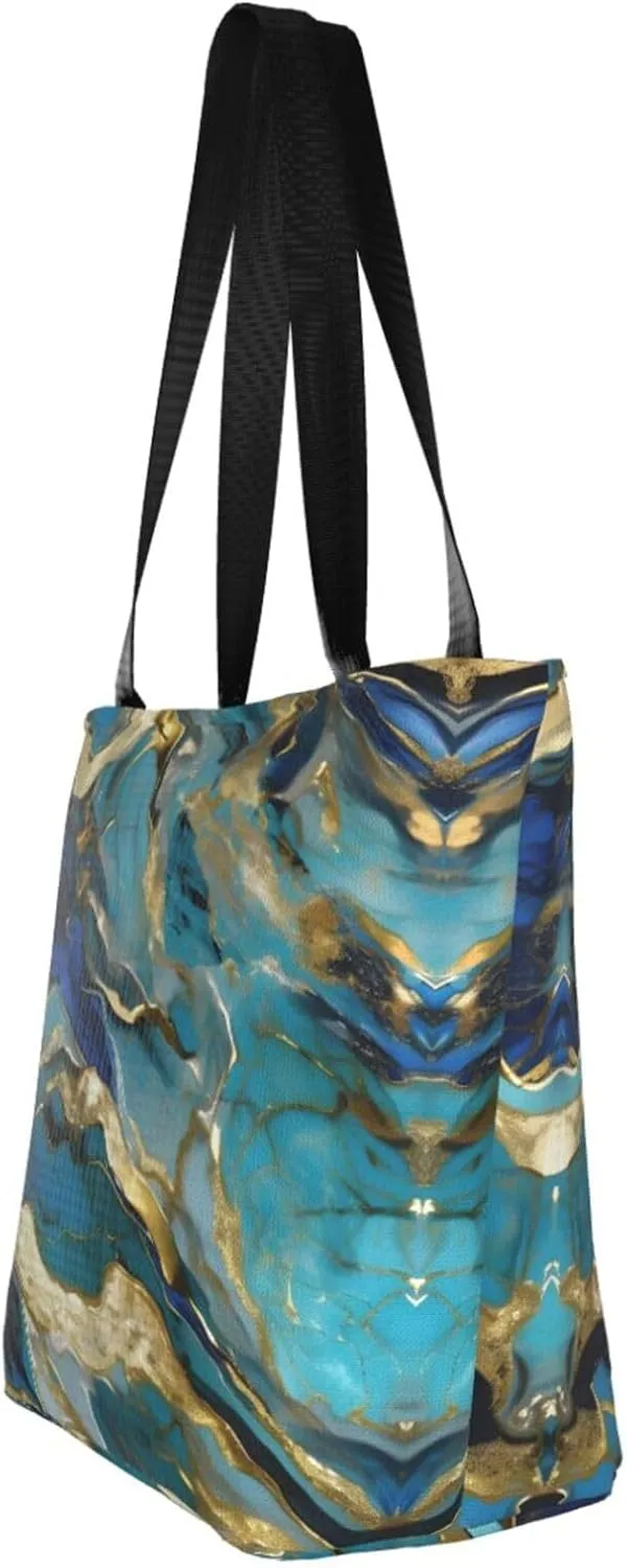 Beach Scene With Chairs Print Shoulder Tote Bag Women'S Large Size Handbag Casual Tote Shopping Bag For Women