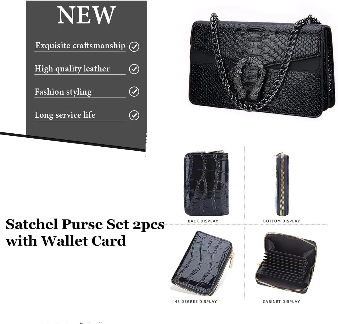 Bealin Women's Crossbody Shoulder Bag Retro Snake Print Square Satchel Handbag Chain Strap Clutch Leather Bag