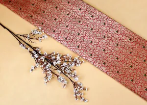 Beautiful Red Banarasi Brocade with Floral Silver Handloom