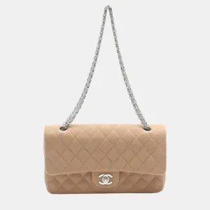 Beige Cotton Jersey 2.55 Matelasse Coco Mark Double Flap Shoulder Bag