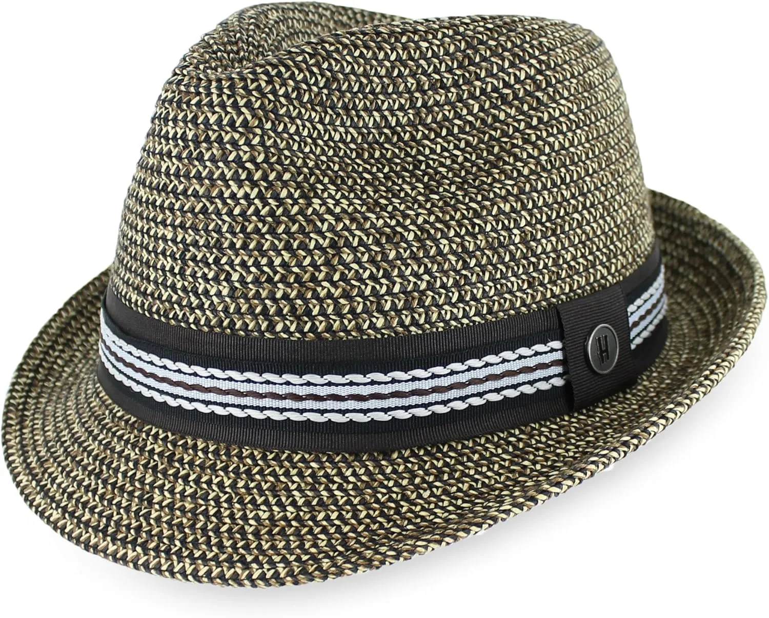 Belfry Men Women Summer Straw Trilby Fedora Hat in Blue Tan Black Luz Black SM