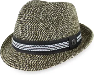 Belfry Men Women Summer Straw Trilby Fedora Hat in Blue Tan Black Luz Black SM