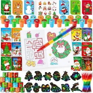 BenLouis Christmas Party Favors for Kids Christmas Classroom Gifts Prize Stockings Filler Coloring Books Bulk for Students Crafts Xmas Holiday School Goodie Bag Stuffer（48Set Christmas）