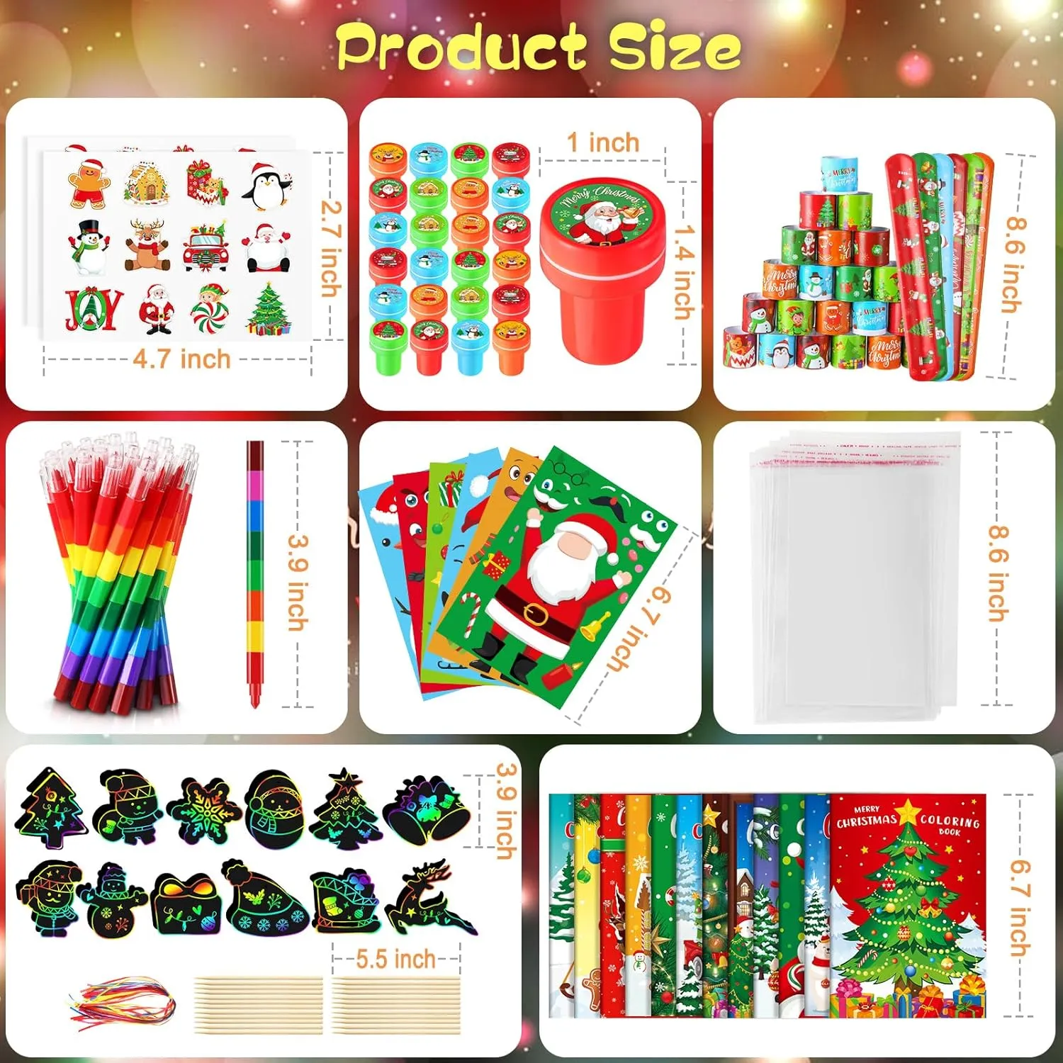 BenLouis Christmas Party Favors for Kids Christmas Classroom Gifts Prize Stockings Filler Coloring Books Bulk for Students Crafts Xmas Holiday School Goodie Bag Stuffer（48Set Christmas）