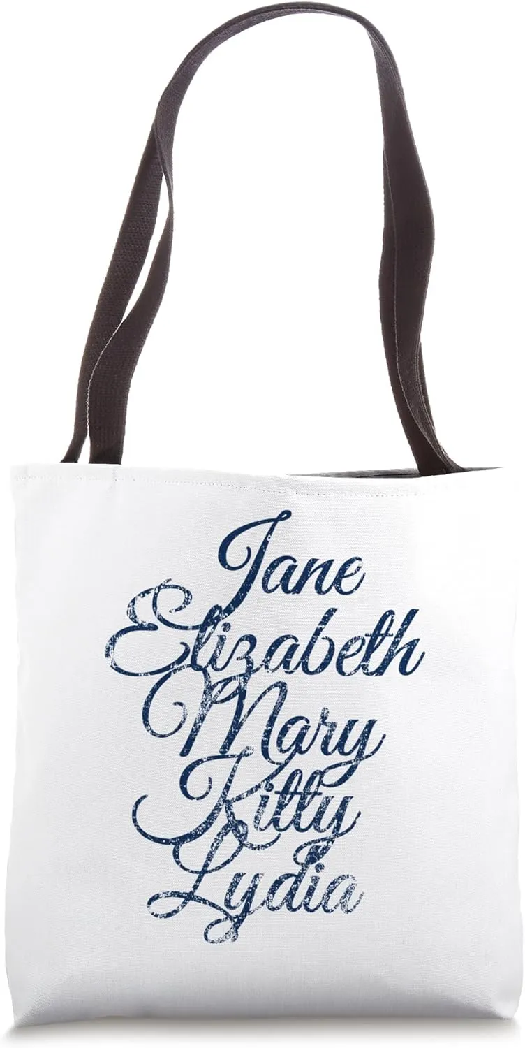 Bennet Sisters from Pride and Prejudice Aged Navy Print Tote Bag