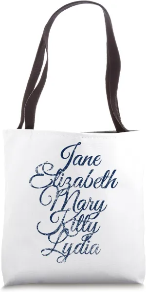 Bennet Sisters from Pride and Prejudice Aged Navy Print Tote Bag