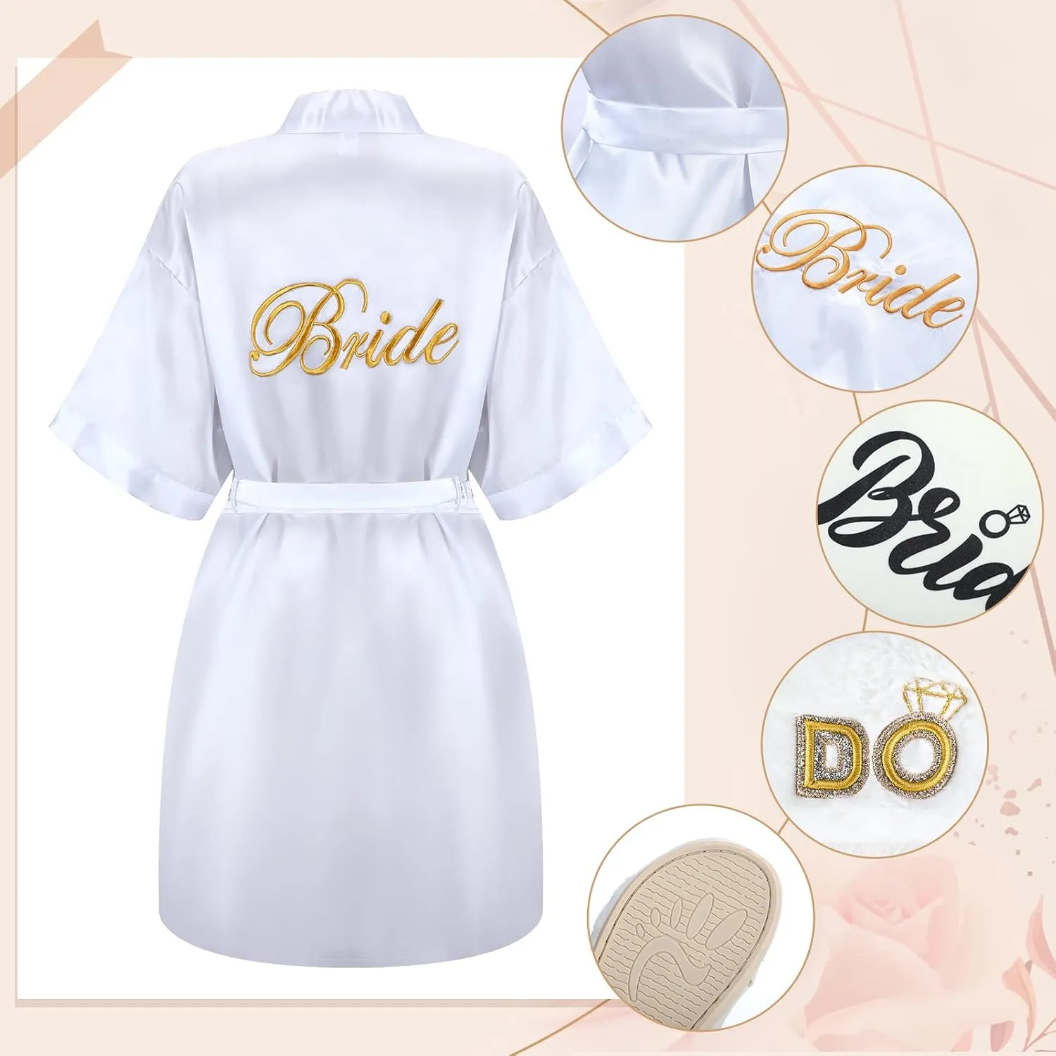 Berlune 3 Pcs Bride to Be Gift Sets Bridal Shower Gift Bride Robes Slippers Tote Bag for Bachelorette Wedding Party