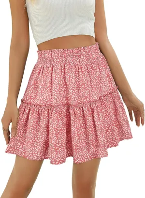 Berydress Womens Ruffle Mini Skirt 2025 Trendy Beach Vacation High Waisted Tiered A Line Casual Summer Boho Flowy Skirts