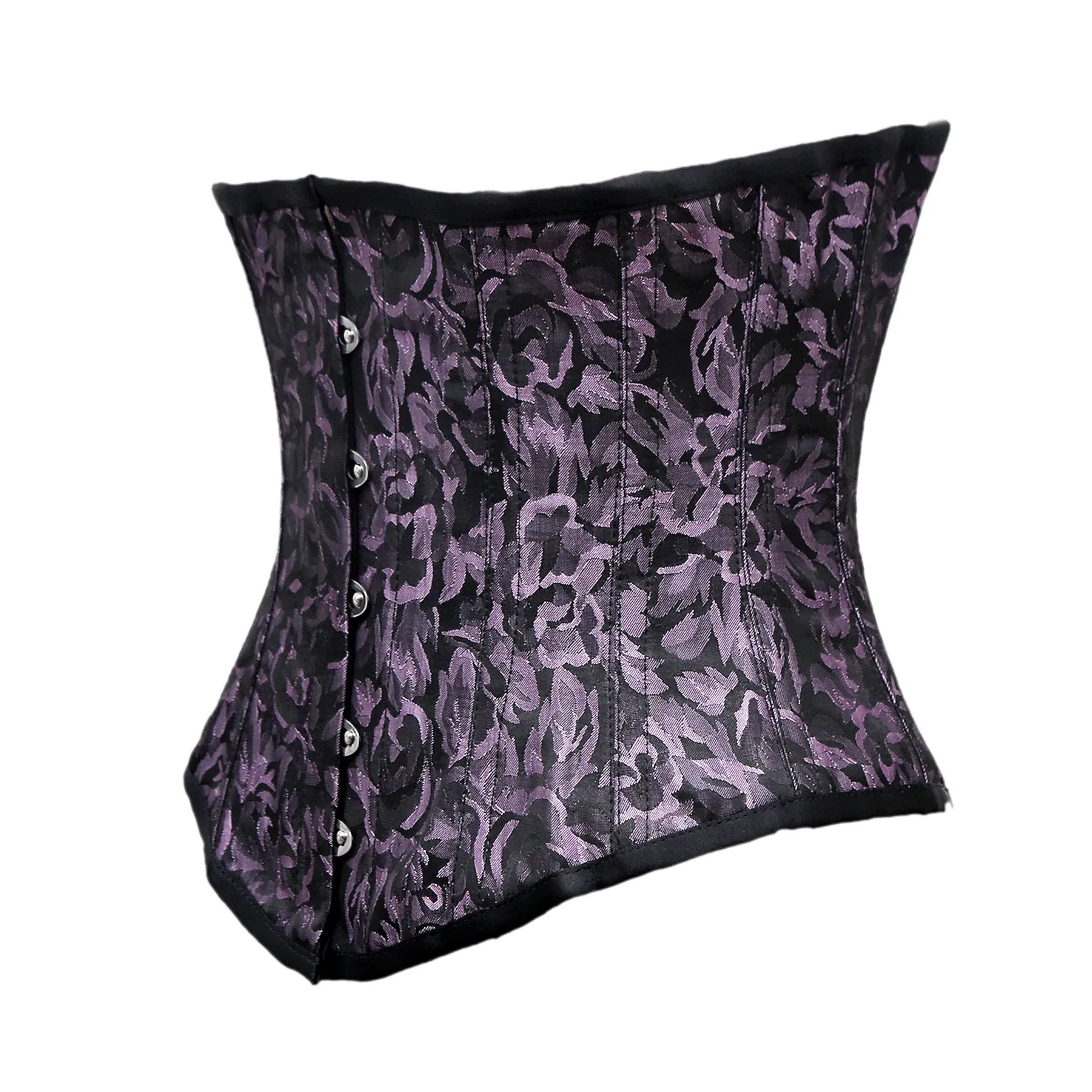 Beryl Lilac Black Brocade Steel Boned Underbust Corset