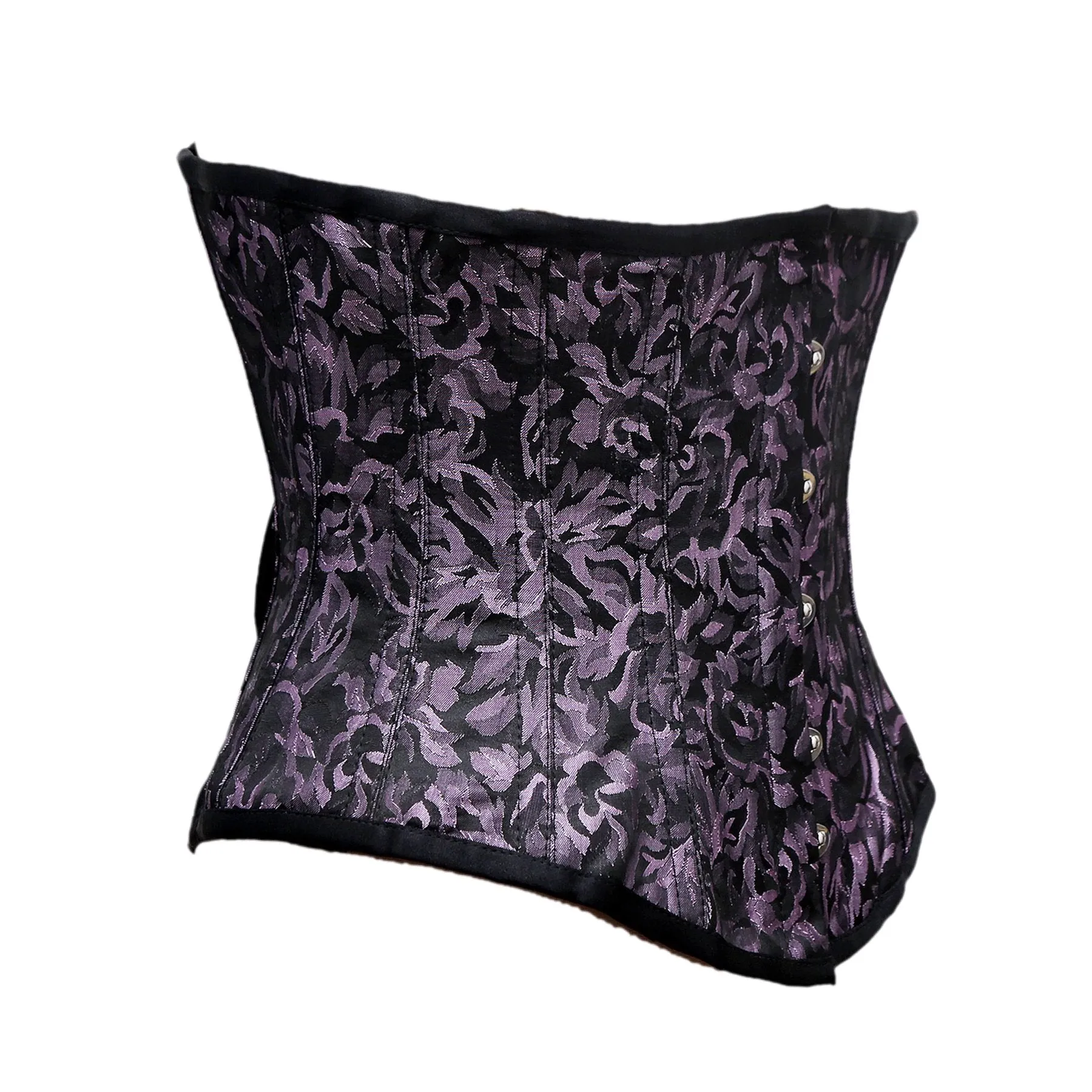Beryl Lilac Black Brocade Steel Boned Underbust Corset