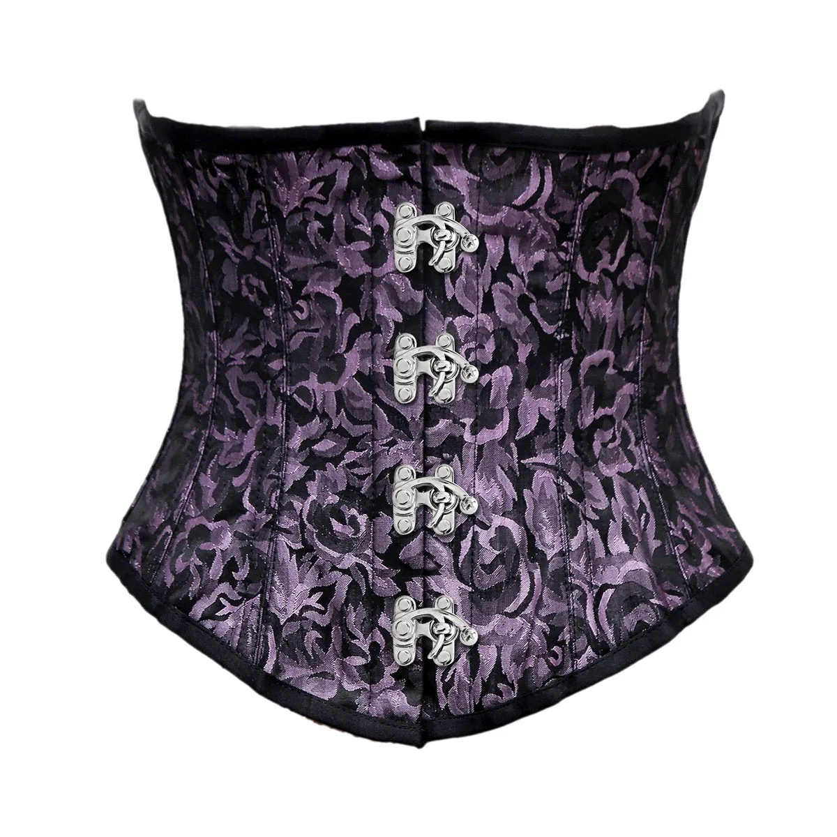 Beryl Lilac Black Brocade Steel Boned Underbust Corset