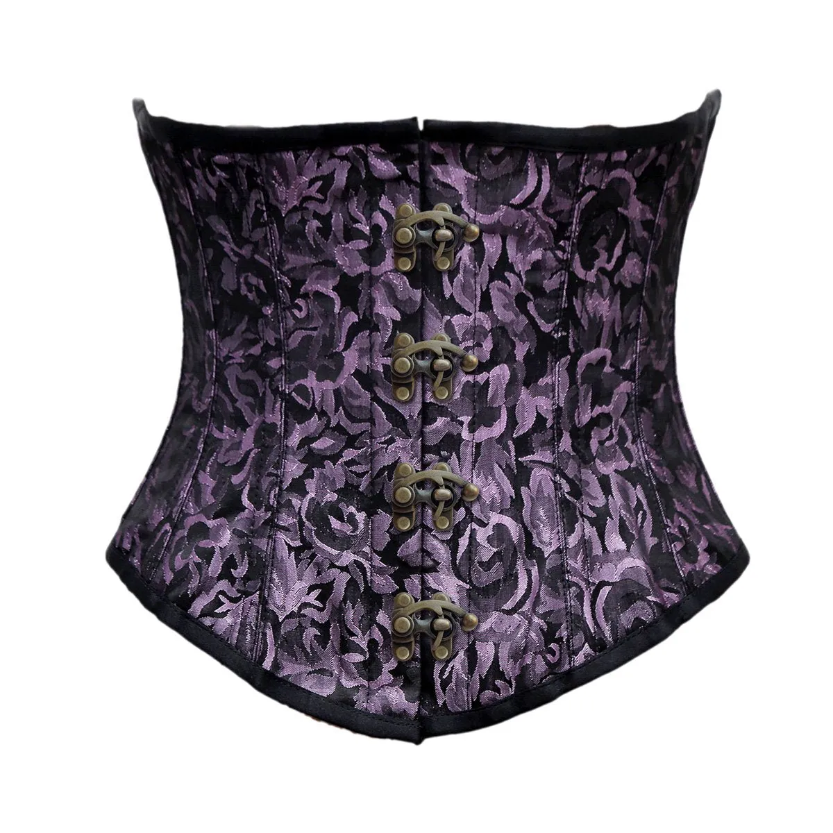 Beryl Lilac Black Brocade Steel Boned Underbust Corset