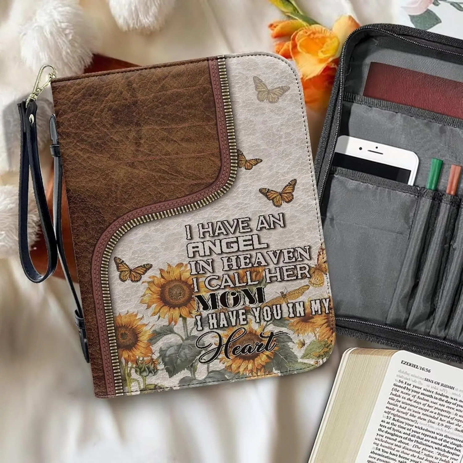 Bible Cover Bible Case for Women Print Bible Case Bible Bag Portable Book Cover Bible Carrying Case for Study