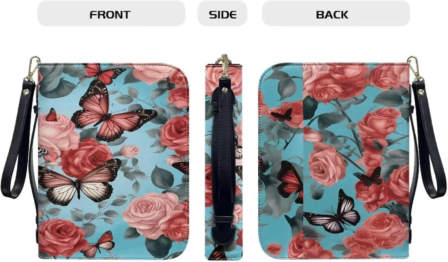 Bible Cover Case for Women Print Pattern Bible Cover Bag with Handle and Ribbon Fit for Standard & Large Size
