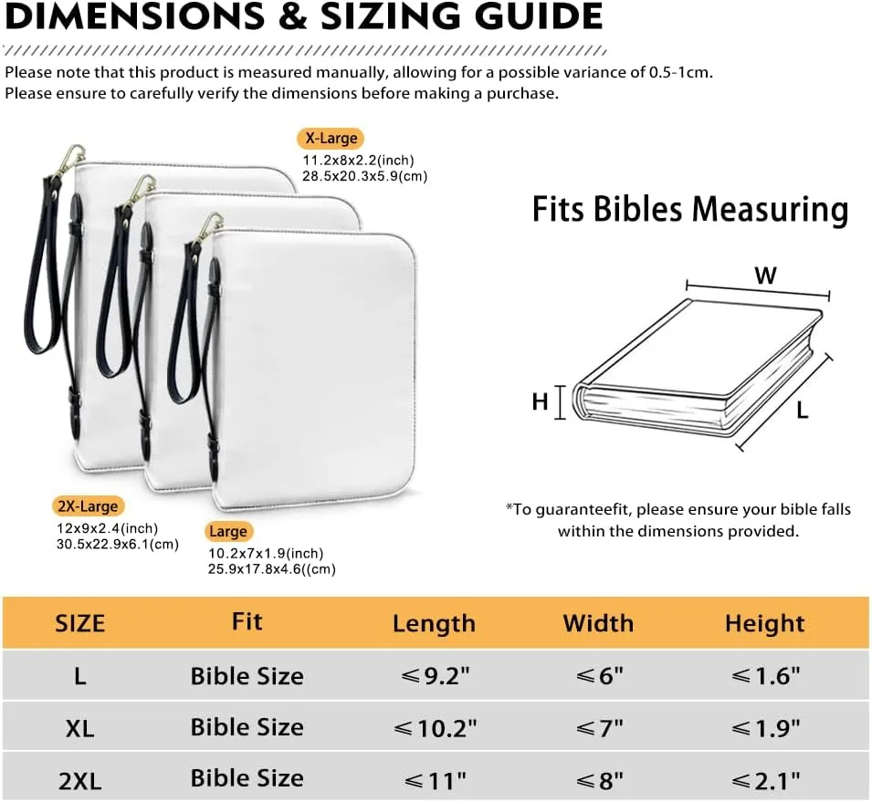 Bible Cover Case for Women Print Pattern Bible Cover Bag with Handle and Ribbon Fit for Standard & Large Size