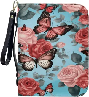Bible Cover Case for Women Print Pattern Bible Cover Bag with Handle and Ribbon Fit for Standard & Large Size