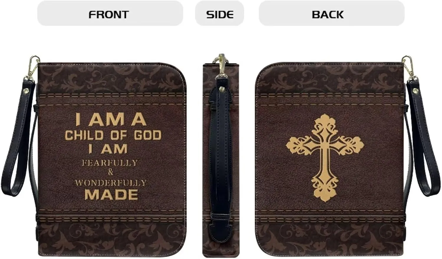 Bible Cover Case for Women Print Pattern Bible Cover Bag with Handle and Ribbon Fit for Standard & Large Size