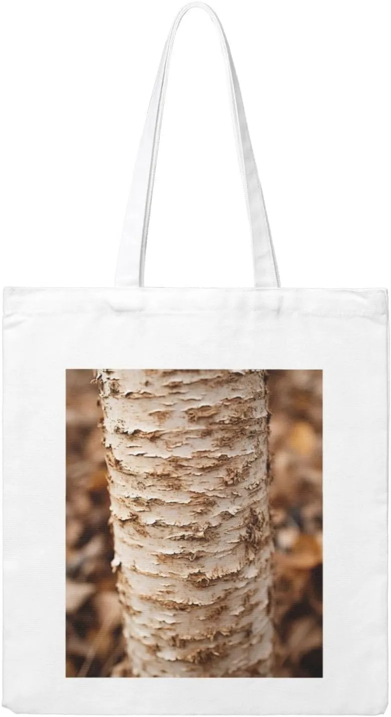 Birch Tree Print Canvas Tote Bag Aesthetic Reusable Grocery Shopping Bags Shoulder Bag Book Tote