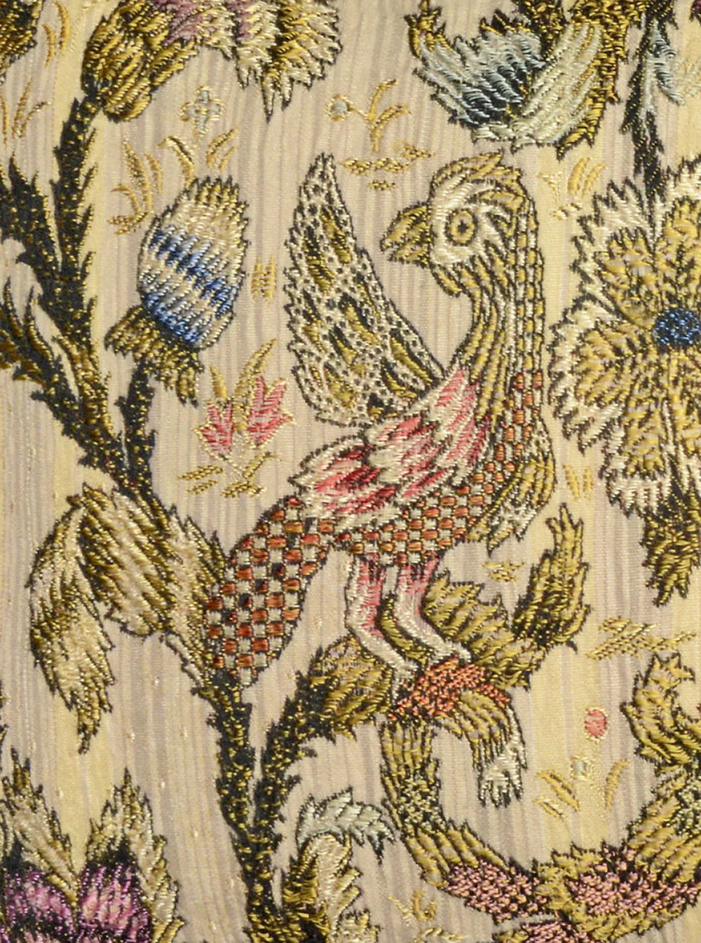 Bird Brocade - cushion cover with antique silk/cotton brocade