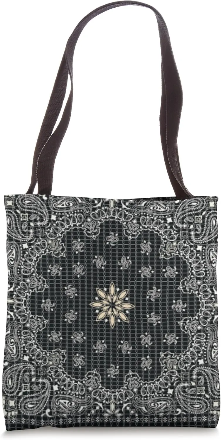 Black and White Bandana Print Tote Bag