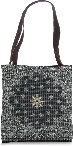 Black and White Bandana Print Tote Bag