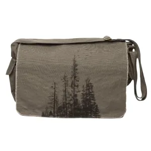 Black Lantern Canvas Messenger Bag - Pine Tree Forest - Aesthetic Crossbody Bags for Women & Men - Cute Vintage Cross Body Purse, Large Shoulder Bag with Zipper - Backpack for Work, Study, Travel
