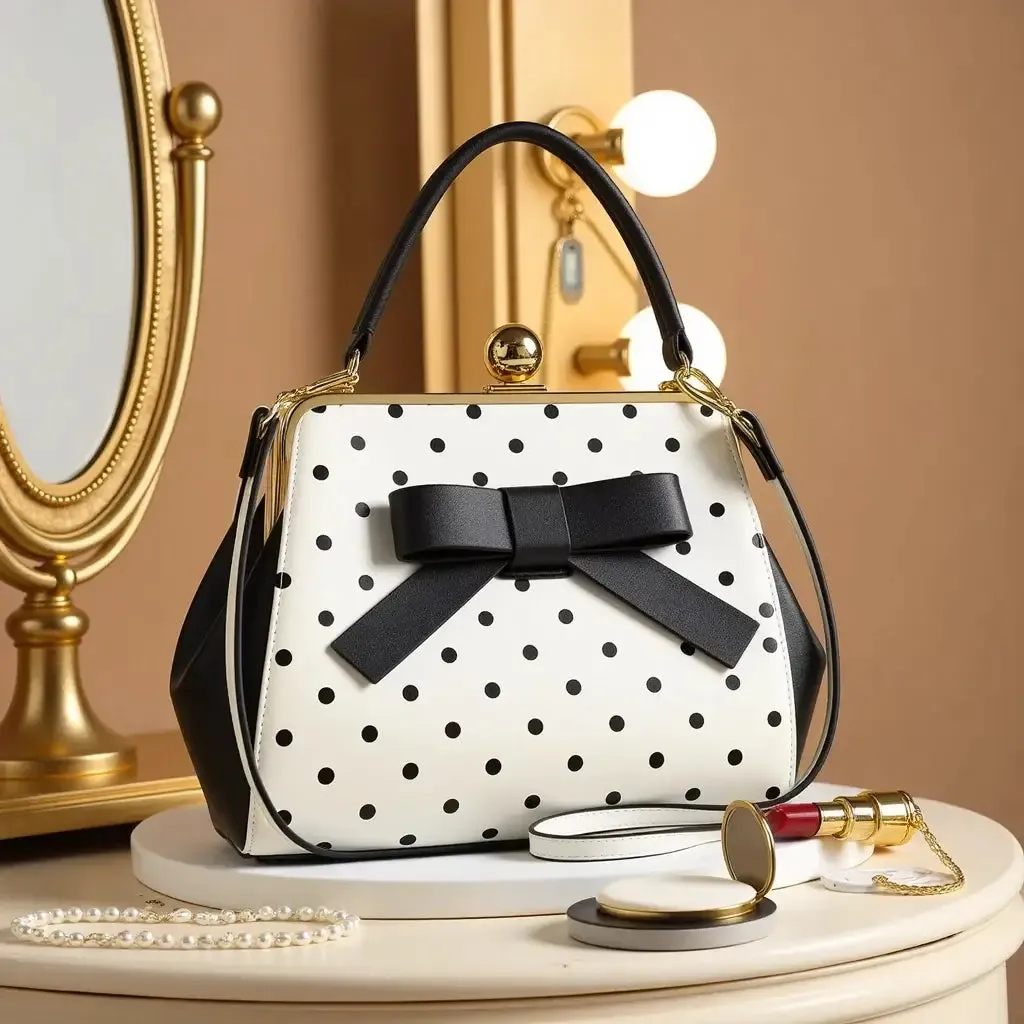 Black Polka Dot Rockabilly Handbag
