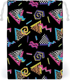 Black Retro Portable Large Capacity Canvas Drawstring Storage Bag