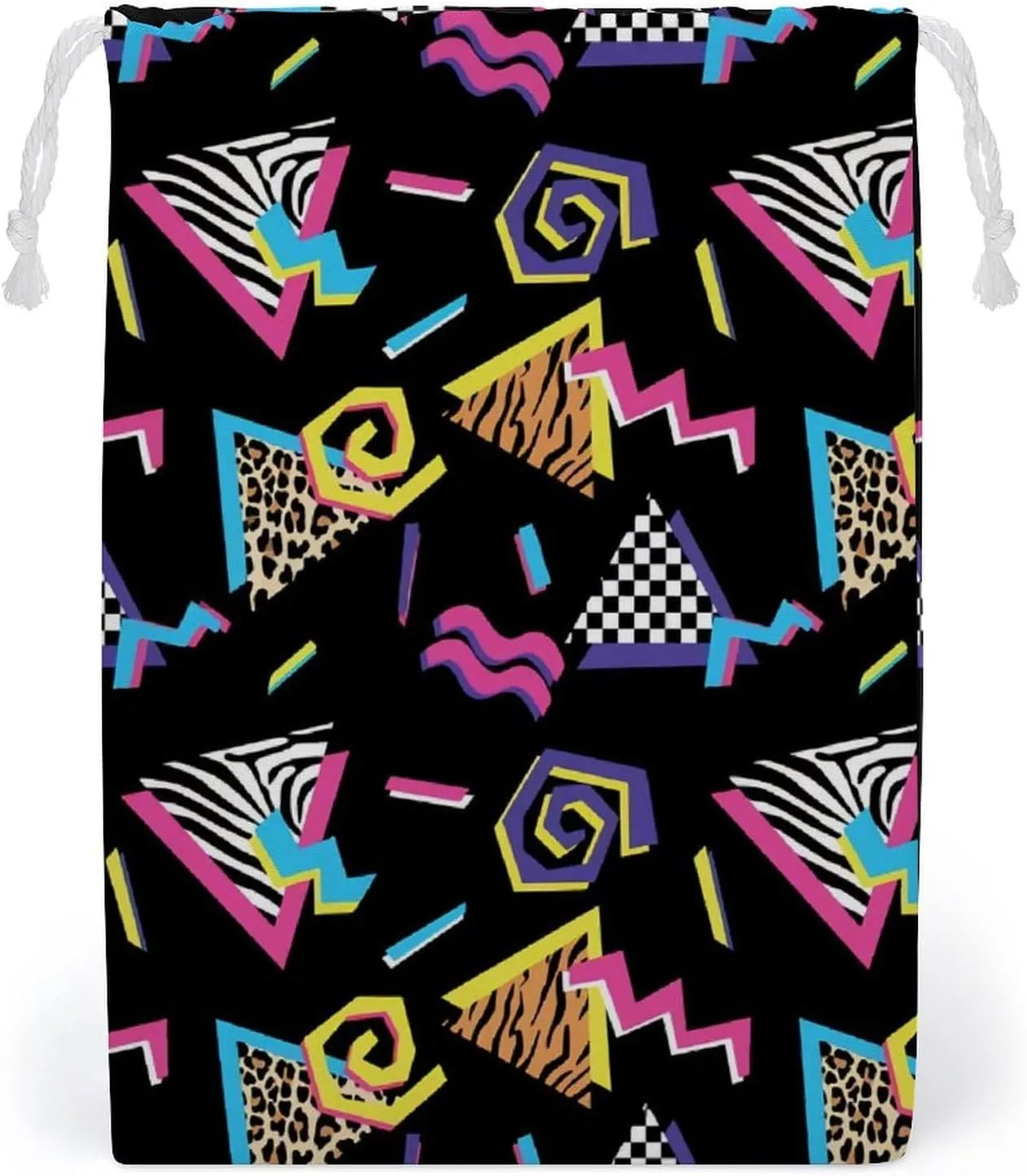 Black Retro Portable Large Capacity Canvas Drawstring Storage Bag