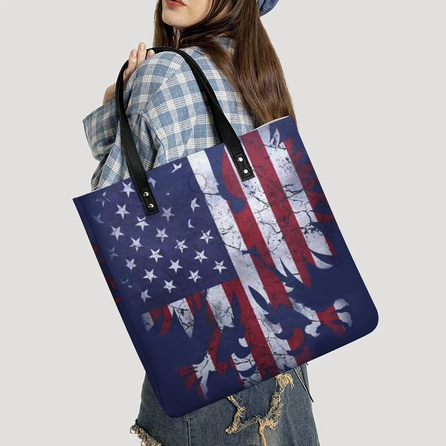 Black White Milk Cow Spots Print Pattern Leather Handbag with Large Space, Fashionable Handbag