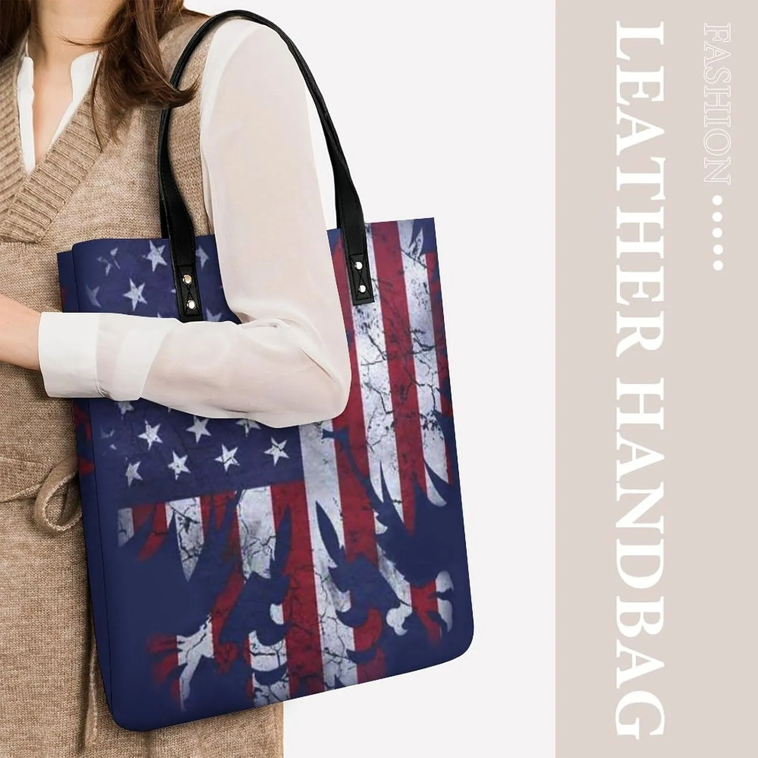 Black White Milk Cow Spots Print Pattern Leather Handbag with Large Space, Fashionable Handbag