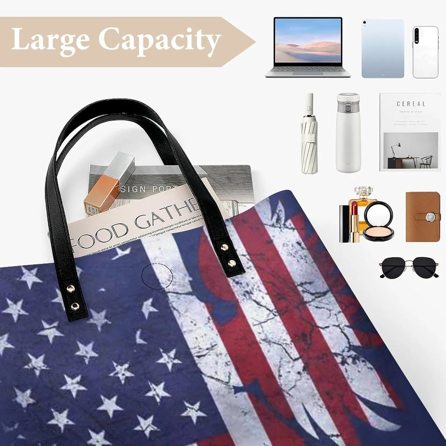 Black White Milk Cow Spots Print Pattern Leather Handbag with Large Space, Fashionable Handbag