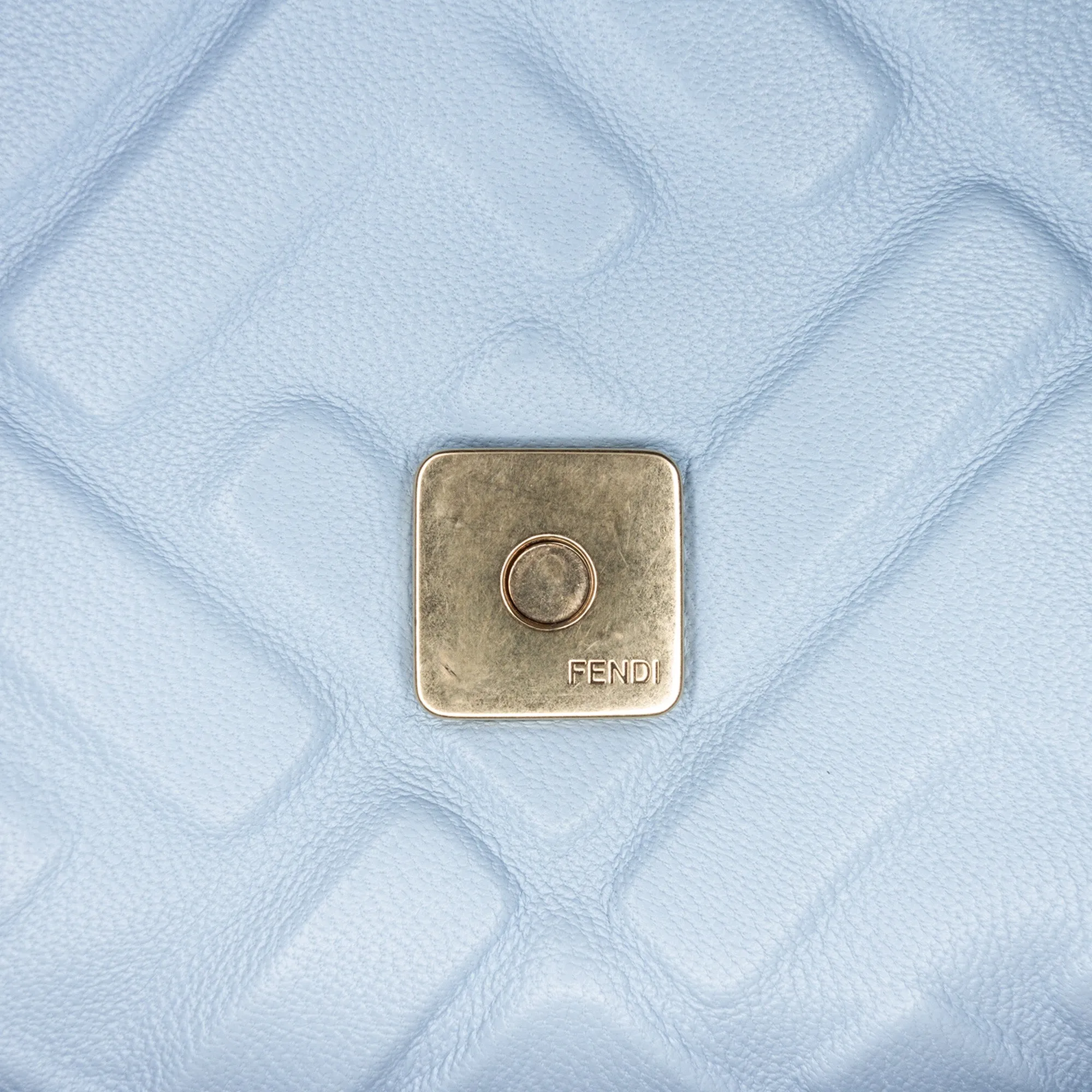 Blue Fendi Zucca Embossed Leather Baguette Satchel