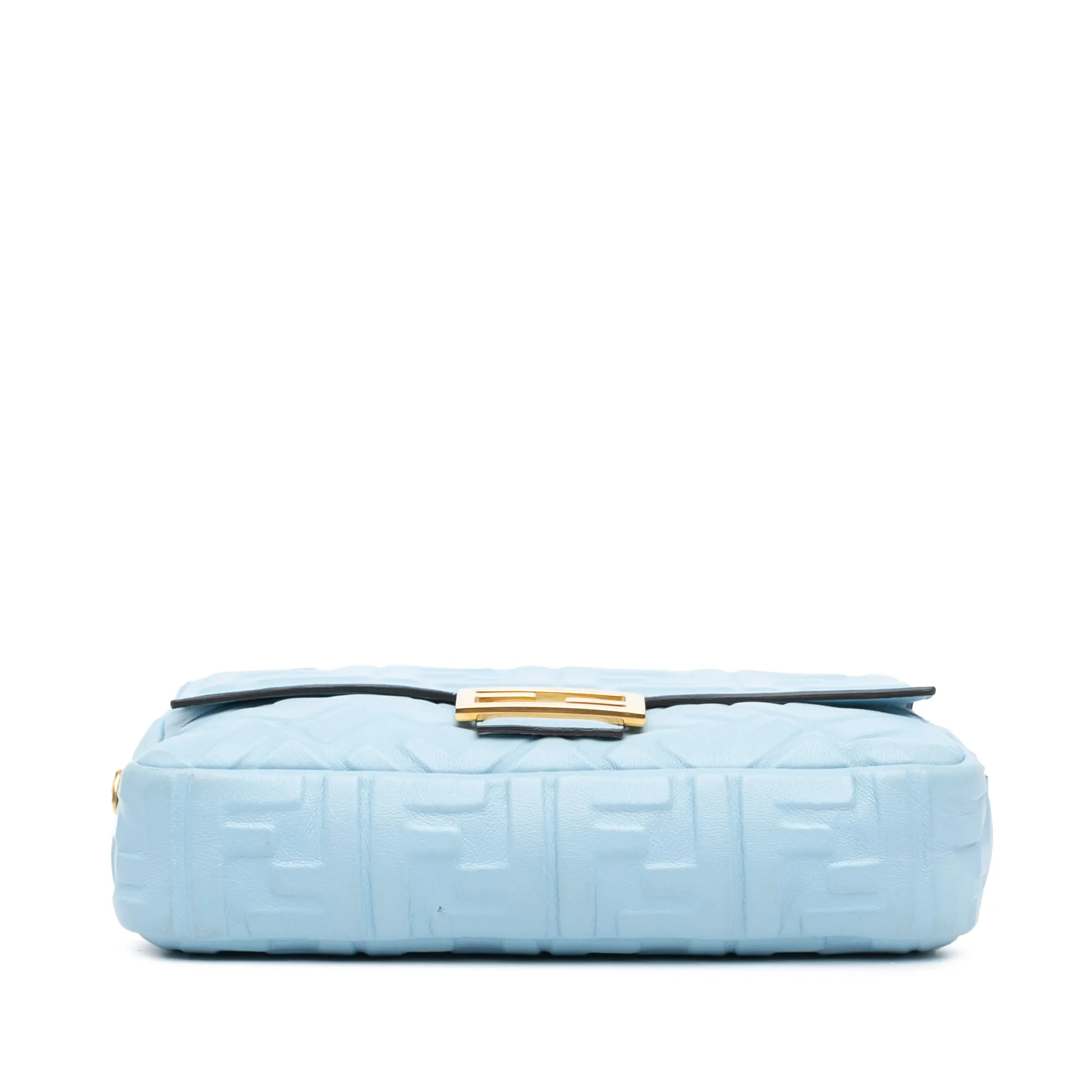 Blue Fendi Zucca Embossed Leather Baguette Satchel